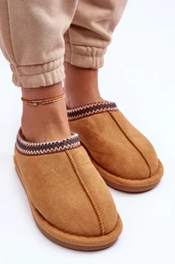 Boto Kapcie Klasyczne*Damskie Zamszowe Papcie Z Futerkiem Brązowe Polinna Brązowy