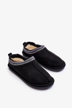 Boto Kapcie Klasyczne*Damskie Zamszowe Papcie Z Futerkiem Czarne Polinna