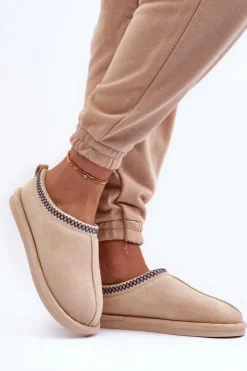 Boto Kapcie Klasyczne*Damskie Zamszowe Papcie Z Futerkiem Jasnobeżowe Polinna