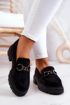 Boto Mokasyny Damskie Zamszowe*Damskie Zamszowe Półbuty Loafery La.Fi Czarne Willows