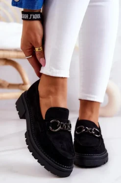 Boto Mokasyny Damskie Zamszowe*Damskie Zamszowe Półbuty Loafery La.Fi Czarne Willows