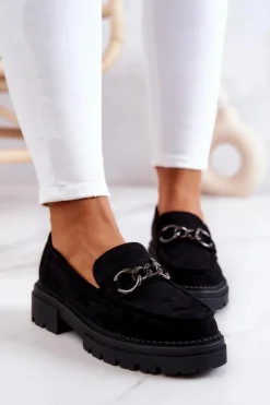 Boto Mokasyny Damskie Zamszowe*Damskie Zamszowe Półbuty Loafery La.Fi Czarne Willows