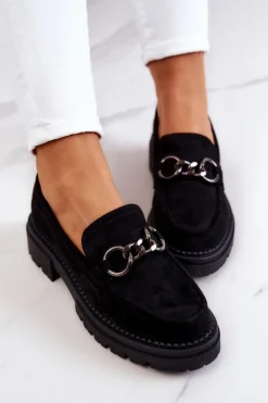 Boto Mokasyny Damskie Zamszowe*Damskie Zamszowe Półbuty Loafery La.Fi Czarne Willows