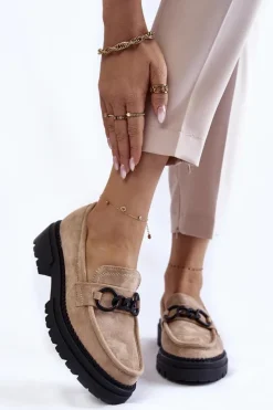 Damskie Boto Damskie Zamszowe Półbuty Loafery La.Fi Beżowe Willows