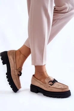 Damskie Boto Damskie Zamszowe Półbuty Loafery La.Fi Beżowe Willows