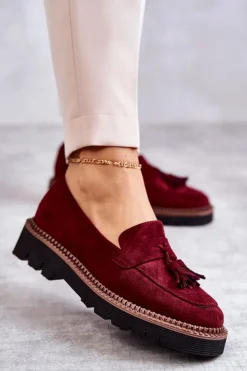 New Buty damskie Vinceza Damskie Zamszowe Półbuty Na Platformie Bordowe Unni