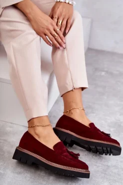 New Buty damskie Vinceza Damskie Zamszowe Półbuty Na Platformie Bordowe Unni