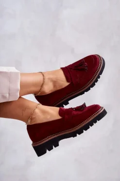 New Buty damskie Vinceza Damskie Zamszowe Półbuty Na Platformie Bordowe Unni