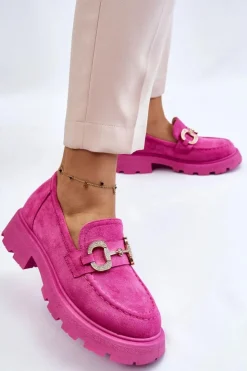 Damskie Boto Damskie Zamszowe Półbuty Na Platformie Z Ozdobą Różowe Deira