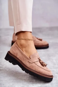 Buty damskie Vinceza Mokasyny Damskie Zamszowe*Damskie Zamszowe Półbuty Na Platformie Beżowe Unni