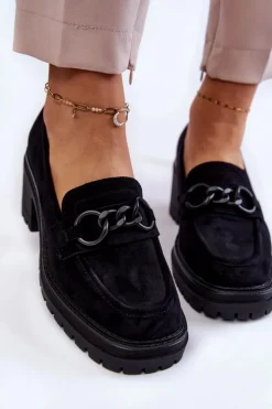 Buty damskie Vinceza Mokasyny Damskie Zamszowe*Damskie Zamszowe Półbuty Na Obcasie Czarne Sanya