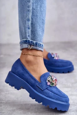 Damskie Buty damskie Vinceza Damskie Zamszowe Półbuty Z Ozdobą Niebieskie Britt