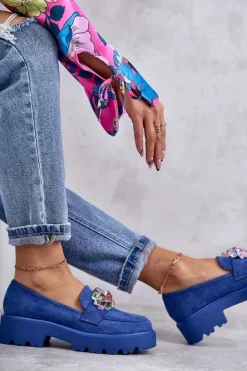 Damskie Buty damskie Vinceza Damskie Zamszowe Półbuty Z Ozdobą Niebieskie Britt