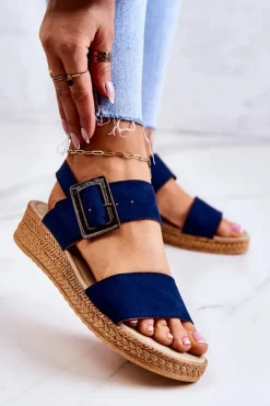 Damskie Big Star Shoes Damskie Zamszowe Sandały Big Star JJ276033 Granatowe