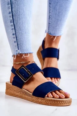 Damskie Big Star Shoes Damskie Zamszowe Sandały Big Star JJ276033 Granatowe