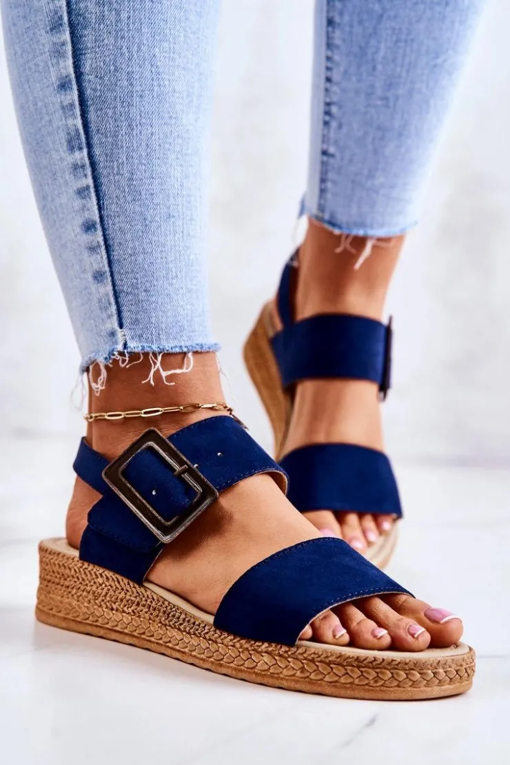 Damskie Big Star Shoes Damskie Zamszowe Sandały Big Star JJ276033 Granatowe