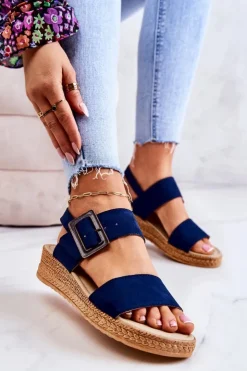 Damskie Big Star Shoes Damskie Zamszowe Sandały Big Star JJ276033 Granatowe