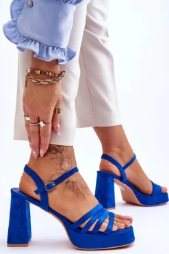 Boto Sandały Na Obcasie*Damskie Zamszowe Sandały Na Obcasie I Platformie e Verda Niebieski