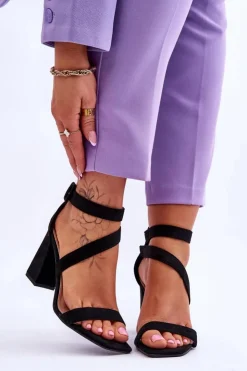 Damskie Boto Damskie Zamszowe Sandały Na Obcasie Czarne Lanes