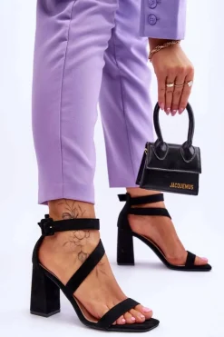 Damskie Boto Damskie Zamszowe Sandały Na Obcasie Czarne Lanes