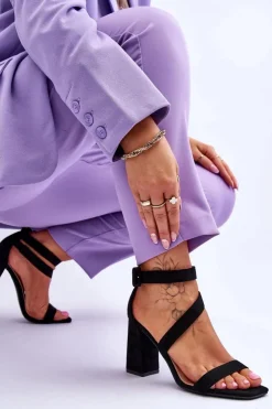 Damskie Boto Damskie Zamszowe Sandały Na Obcasie Czarne Lanes