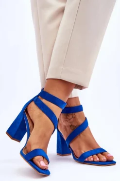 Boto Sandały Na Obcasie*Damskie Zamszowe Sandały Na Obcasie Niebieskie Lanes