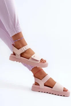 Damskie Big Star Shoes Damskie Zamszowe Sandały Na Platformie Big Star NN274701 Różowe