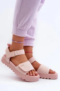 Damskie Big Star Shoes Damskie Zamszowe Sandały Na Platformie Big Star NN274701 Różowe