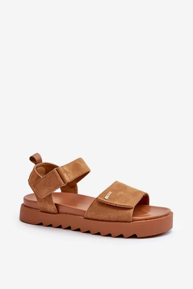 Damskie Big Star Shoes Damskie Zamszowe Sandały Na Platformie Big Star NN274705 Brązowe