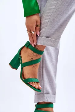 Boto Sandały Na Obcasie*Damskie Zamszowe Sandały Na Obcasie Zielone Lanes