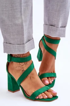 Boto Sandały Na Obcasie*Damskie Zamszowe Sandały Na Obcasie Zielone Lanes