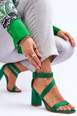 Boto Sandały Na Obcasie*Damskie Zamszowe Sandały Na Obcasie Zielone Lanes