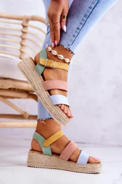 Online Boto Damskie Zamszowe Sandały Na Sprzączkę Pastelowe Corestra