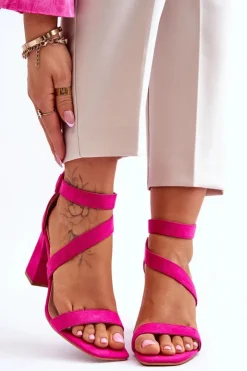 Damskie Boto Damskie Zamszowe Sandały Na Obcasie Fuksja Lanes