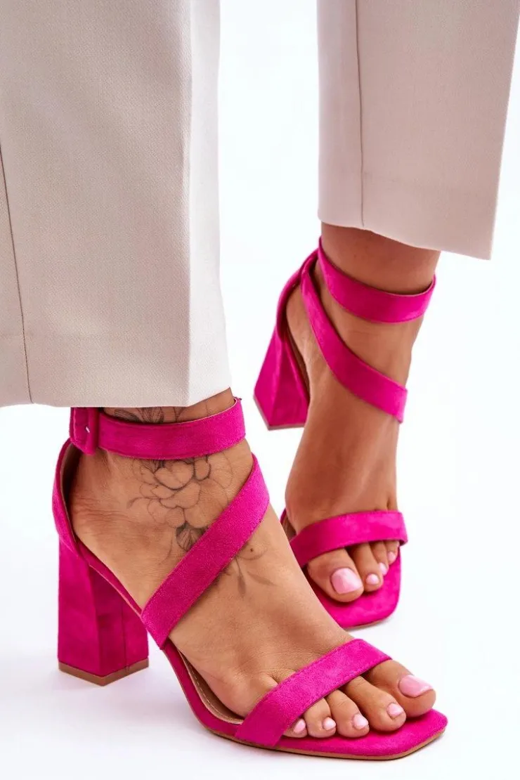 Damskie Boto Damskie Zamszowe Sandały Na Obcasie Fuksja Lanes