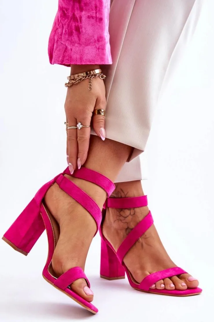 Damskie Boto Damskie Zamszowe Sandały Na Obcasie Fuksja Lanes