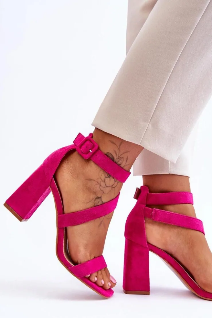 Damskie Boto Damskie Zamszowe Sandały Na Obcasie Fuksja Lanes