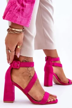 Damskie Boto Damskie Zamszowe Sandały Na Obcasie Fuksja Lanes
