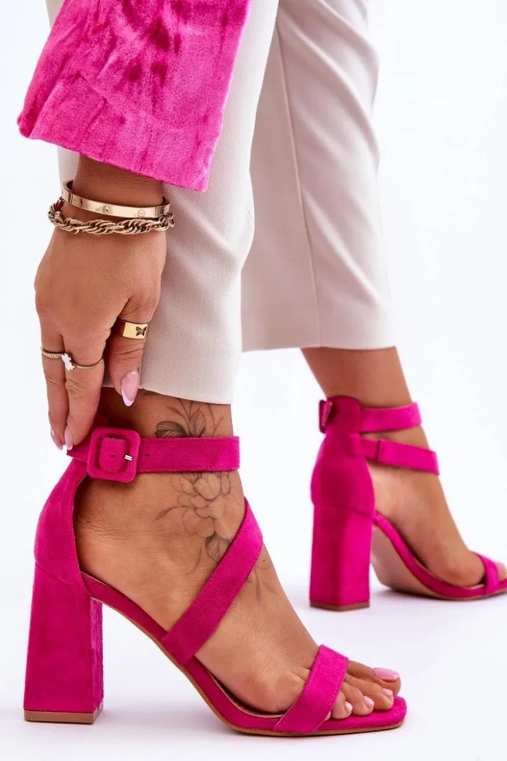Damskie Boto Damskie Zamszowe Sandały Na Obcasie Fuksja Lanes