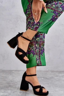 Boto Sandały Na Obcasie*Damskie Zamszowe Sandały Na Obcasie Lewski Shoes 3221 Czarne