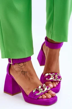 Damskie Boto Damskie Zamszowe Sandały Na Masywnym Obcasie Lewski Shoes 3207 Fuksja