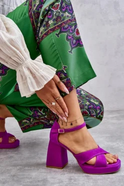 Damskie Boto Damskie Zamszowe Sandały Na Obcasie Lewski Shoes 3221 Fuksja