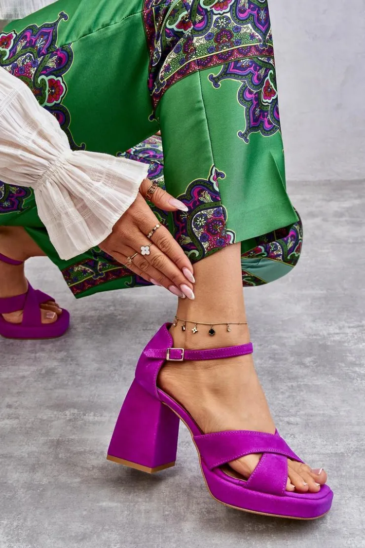 Damskie Boto Damskie Zamszowe Sandały Na Obcasie Lewski Shoes 3221 Fuksja