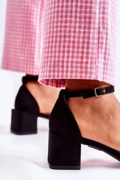 New Boto Damskie Zamszowe Sandały Na Obcasie Czarne Tellis