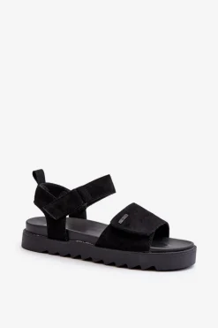 Clearance Big Star Shoes Damskie Zamszowe Sandały Na Platformie Big Star NN274700 Czarne Czarny