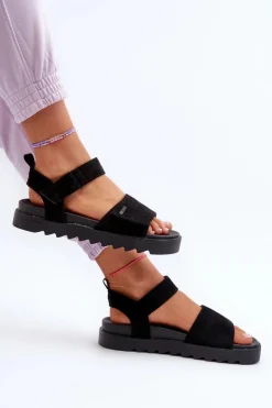 Clearance Big Star Shoes Damskie Zamszowe Sandały Na Platformie Big Star NN274700 Czarne Czarny