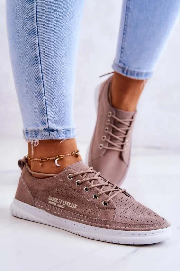 New Evento Damskie Zamszowe Tenisówki Brązowe Cloesa