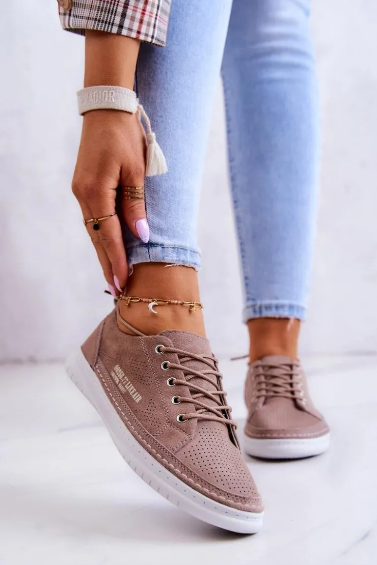 New Evento Damskie Zamszowe Tenisówki Brązowe Cloesa