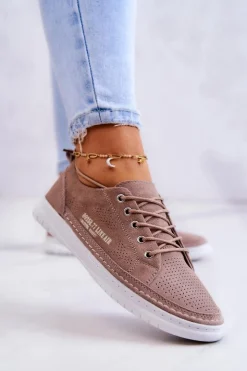 New Evento Damskie Zamszowe Tenisówki Brązowe Cloesa