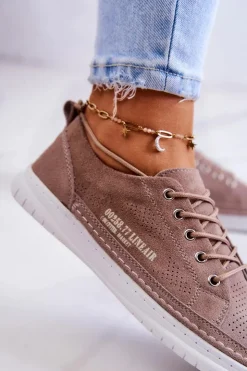 New Evento Damskie Zamszowe Tenisówki Brązowe Cloesa